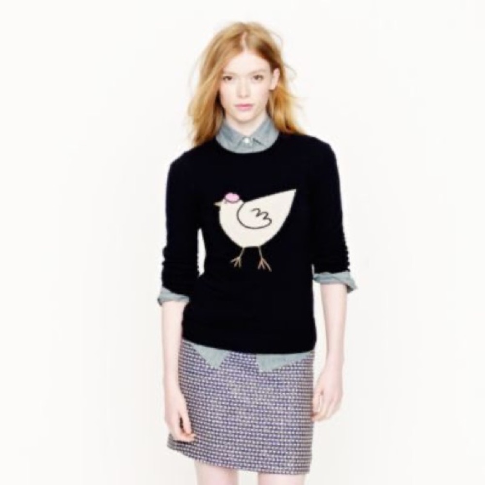J Crew French Hen intarsia wool-blend sweater size small